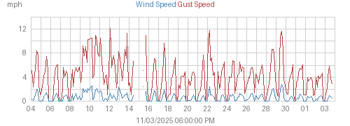 Month's Wind and Gust Speed graph