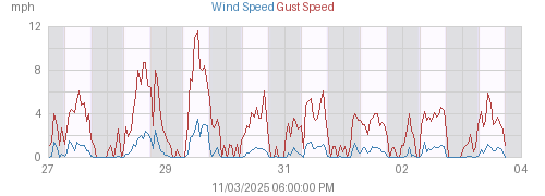 Week's Wind and Gust Speed graph